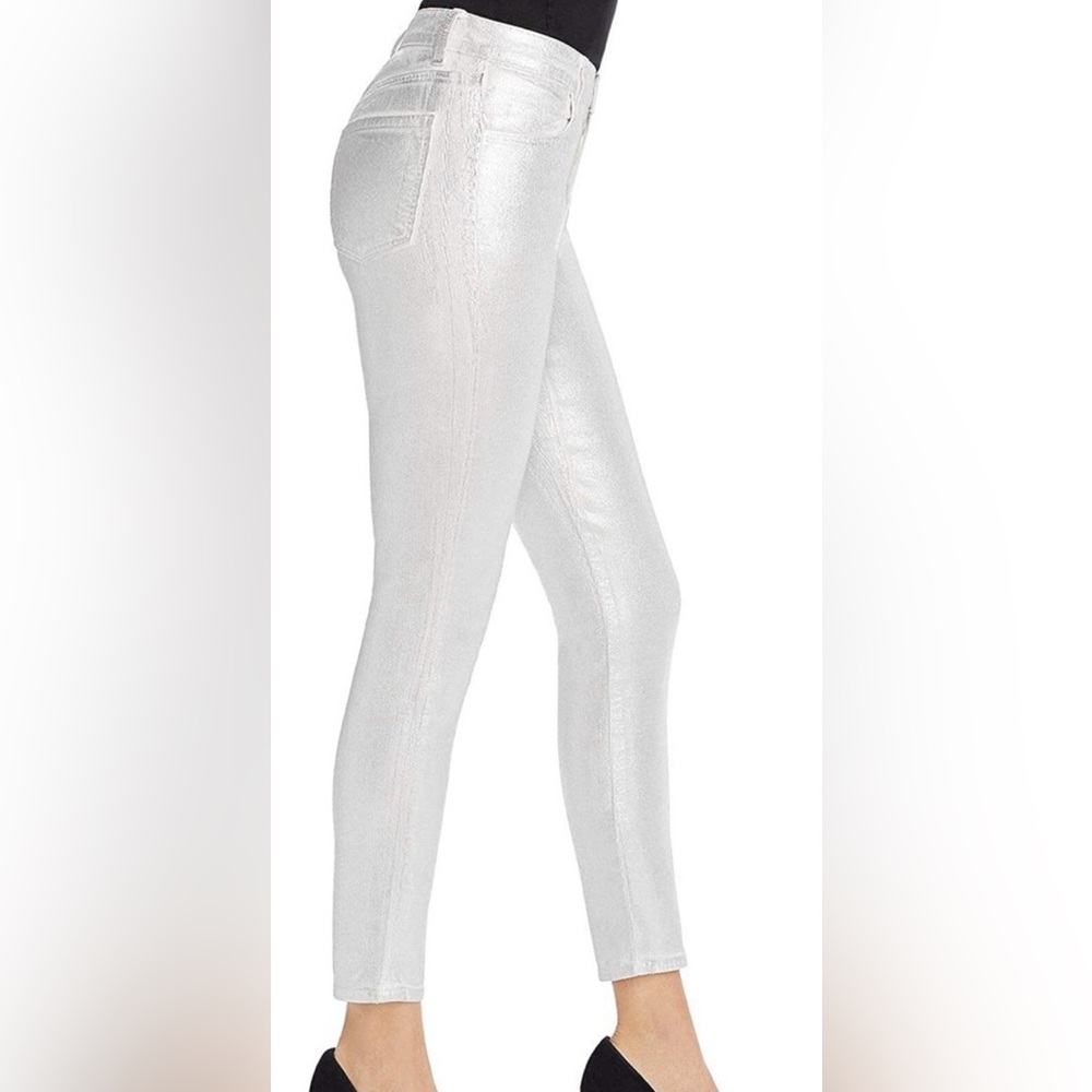 J BRAND ALANA SILVER MESSALINE Metallic Coated Corduroy Pants Size 26 28x27